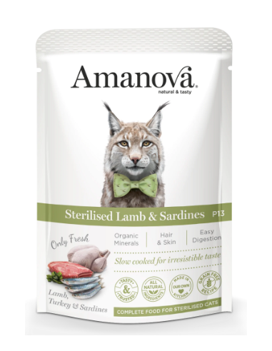amanova pouch cat cordero y sardinas grain free
