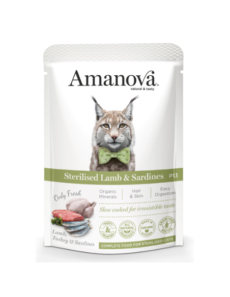 amanova pouch cat cordero y sardinas grain free