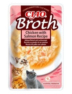 ciao pouch broth pollo/salmon gato