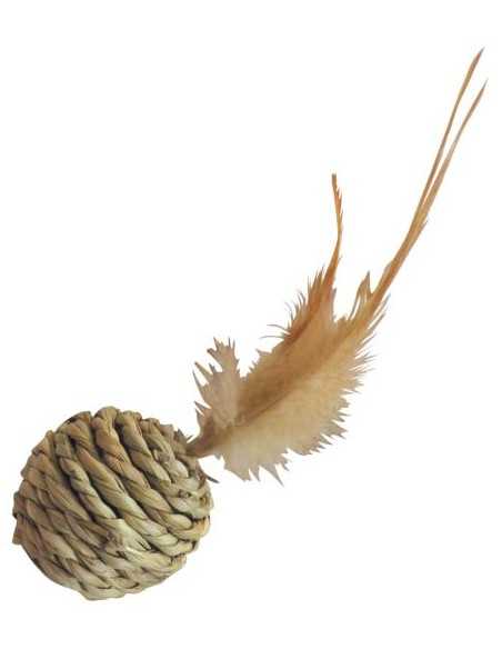 gloria juguete para gato bola seagrass y plumas
