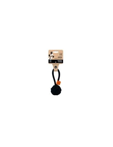 m-pets coto cuerda pelota con lazada negra 6.5cm