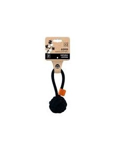 m-pets coto cuerda pelota con lazada negra 8cm