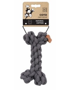 m-pets coto cuerda hueso gris 19cm