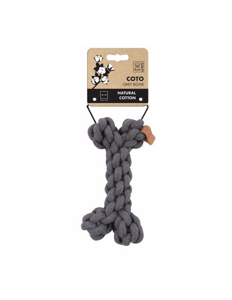 m-pets coto cuerda hueso gris 19cm