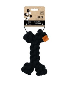 m-pets coto cuerda hueso negro 19cm