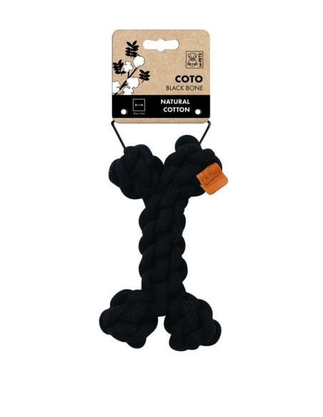 m-pets coto cuerda hueso negro 19cm