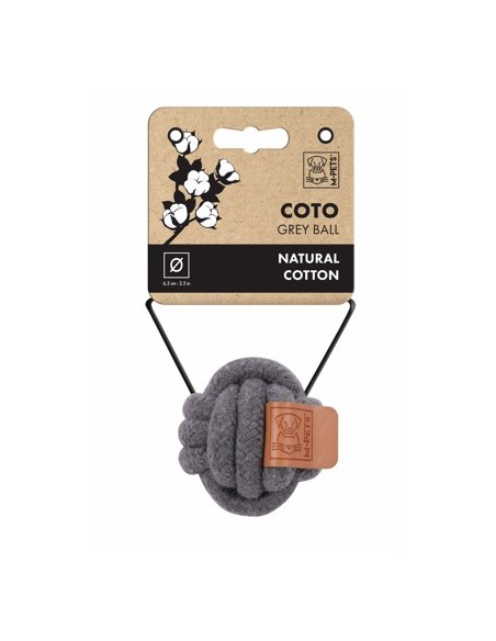 m-pets coto cuerda pelota gris 6.5cm