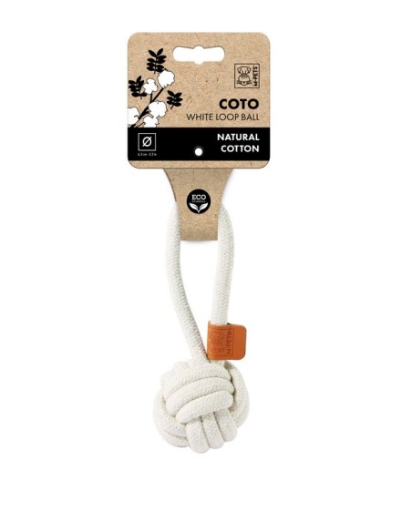 m-pets coto cuerda pelota con lazada blanca 6.5cm