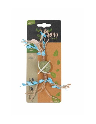 charmy juguete gato hierba gatera rama de árbol azul