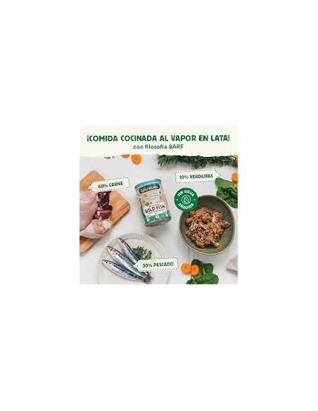 wild balance lata pescado y pavo con verduras 400gr.