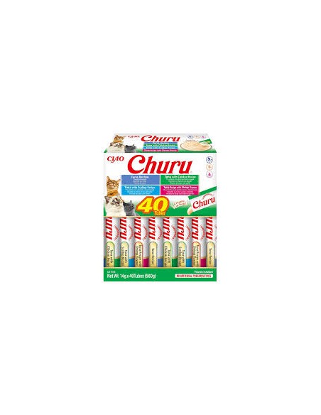 ciao churu pack 40 snacks variados gato crema suave atún 2