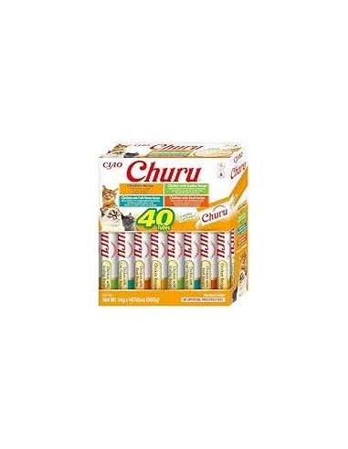 ciao churu pack 40 snacks variados gato crema...