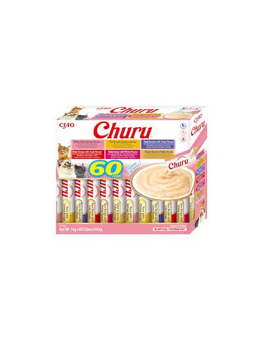 ciao churu pack 60 snacks variados gato crema...