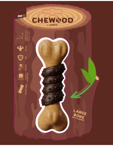 m-pets chewood juguete perro hueso con goma