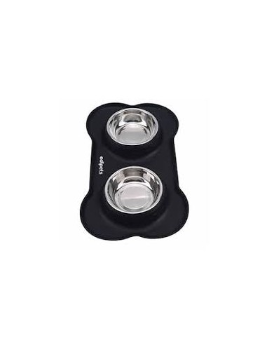 m-pets comedero doble hueso negro 200ml