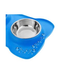 m-pets comedero doble hueso azul 400ml 2