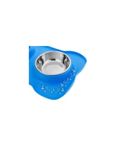 m-pets comedero doble hueso azul 200ml